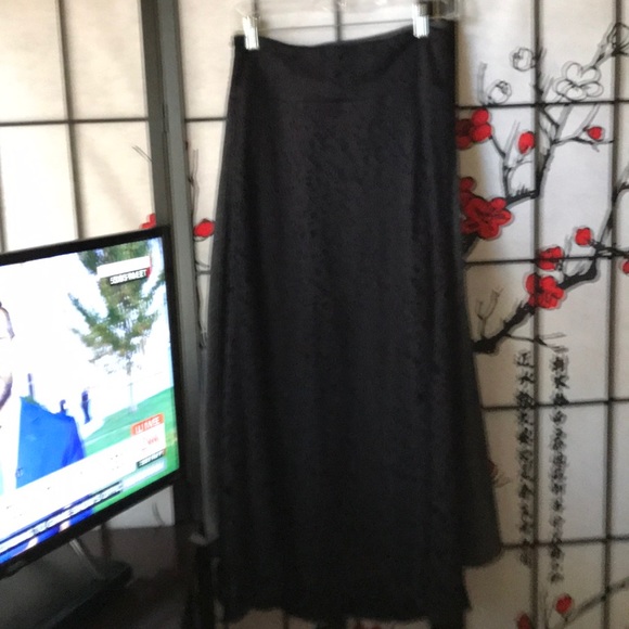 Black Crochet Knit Lace Maxi Skirt by Fickle - Picture 1 of 7